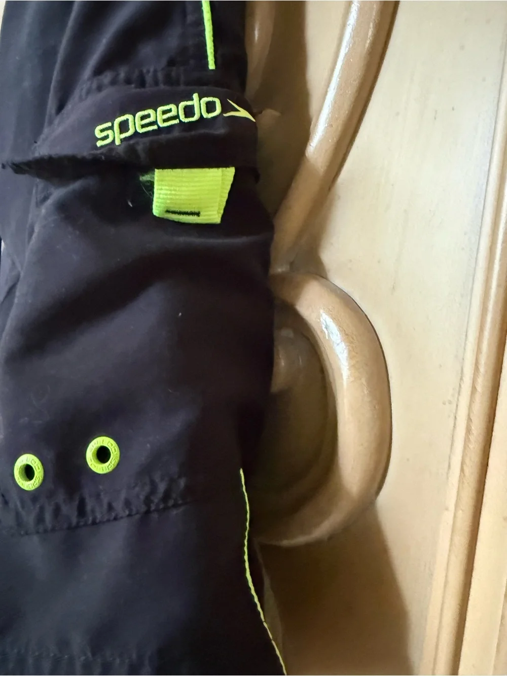 Speedo Black Swim Shorts with Neon Green Accents guc XL w/pockets